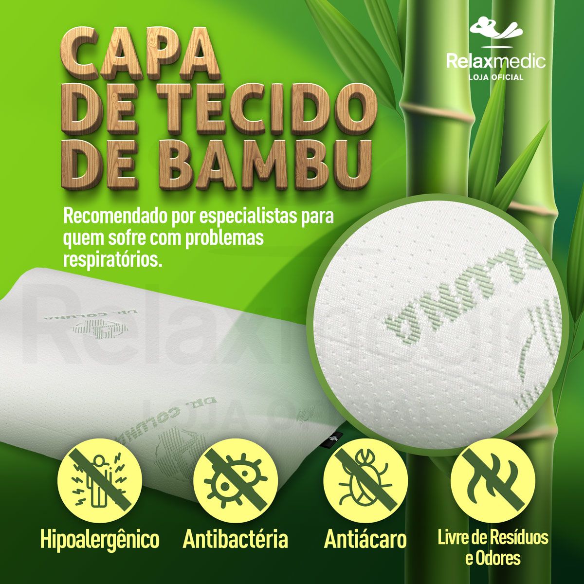 Travesseiro Ortopédico Nasa Bambu Dr Coluna