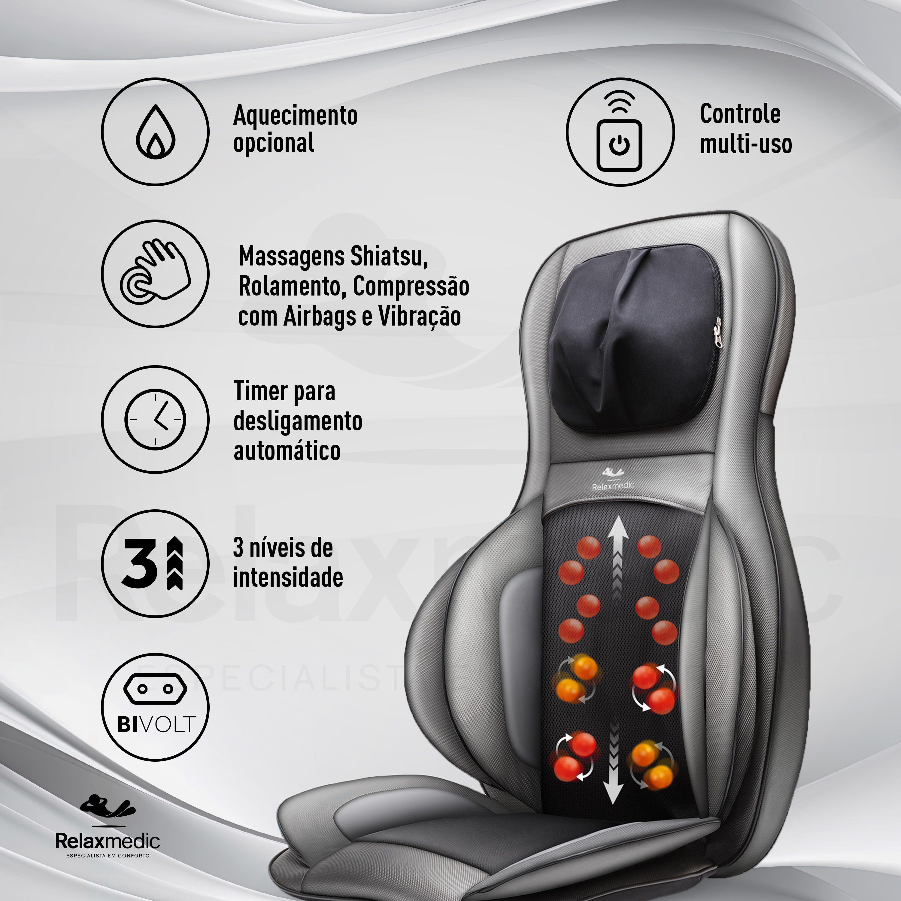 Assento Massageador Shiatsu Energy 3D