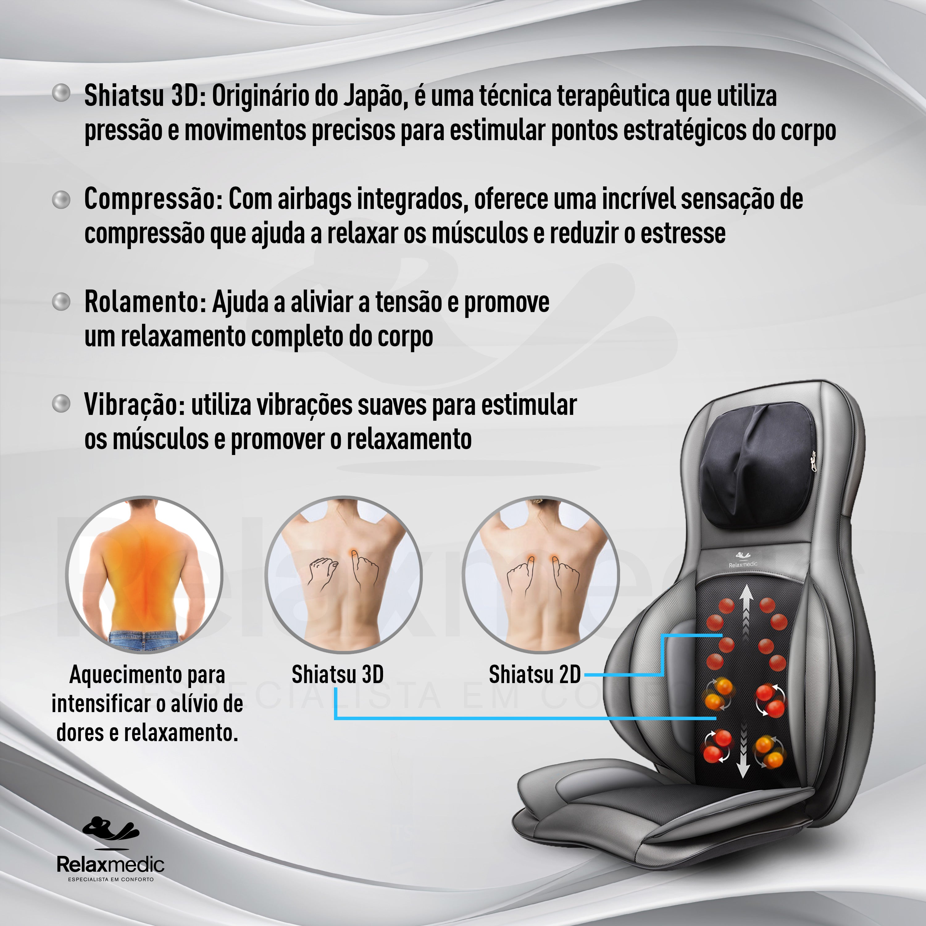 Assento Massageador Shiatsu Energy 3D