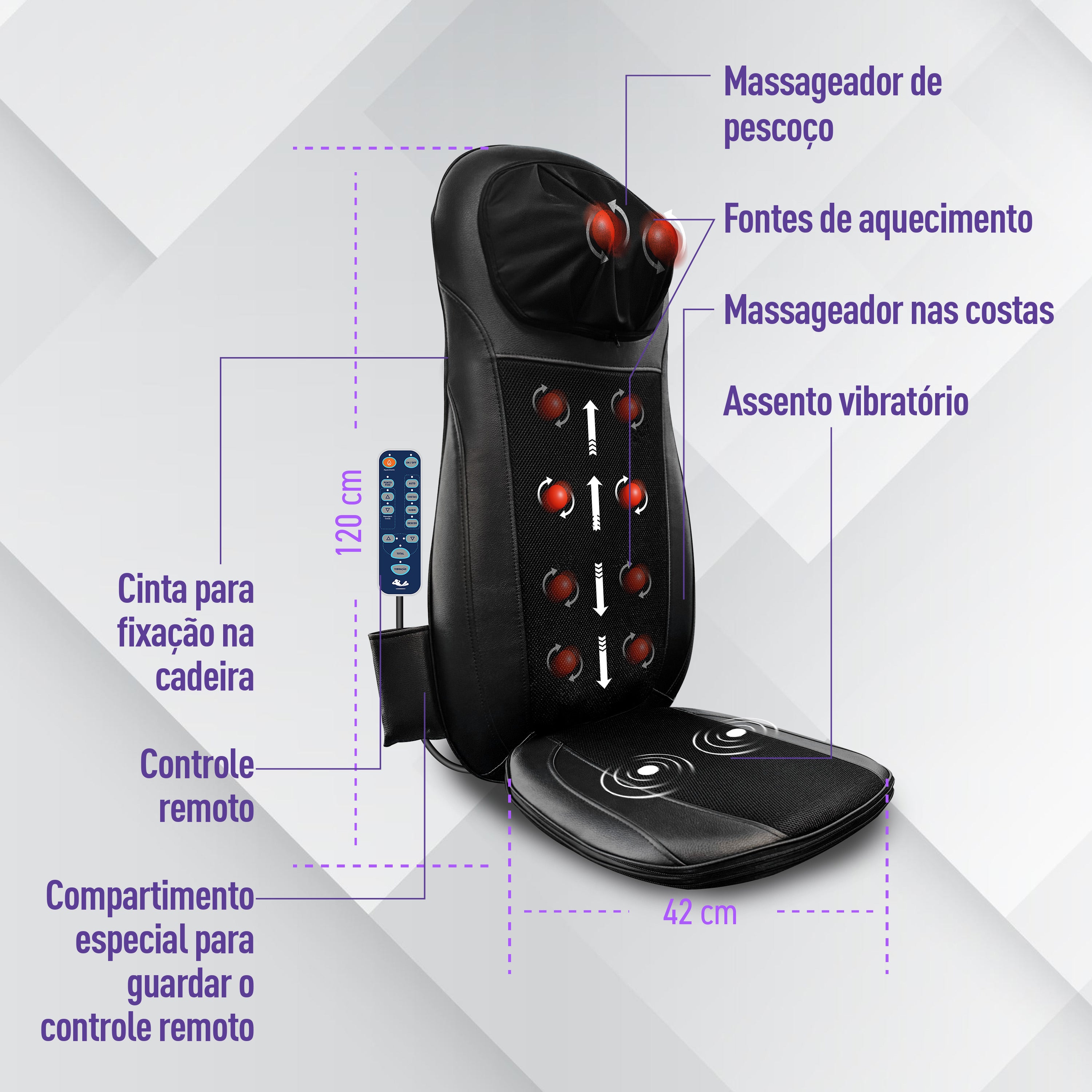 Assento Massageador Shiatsu Neck e Back