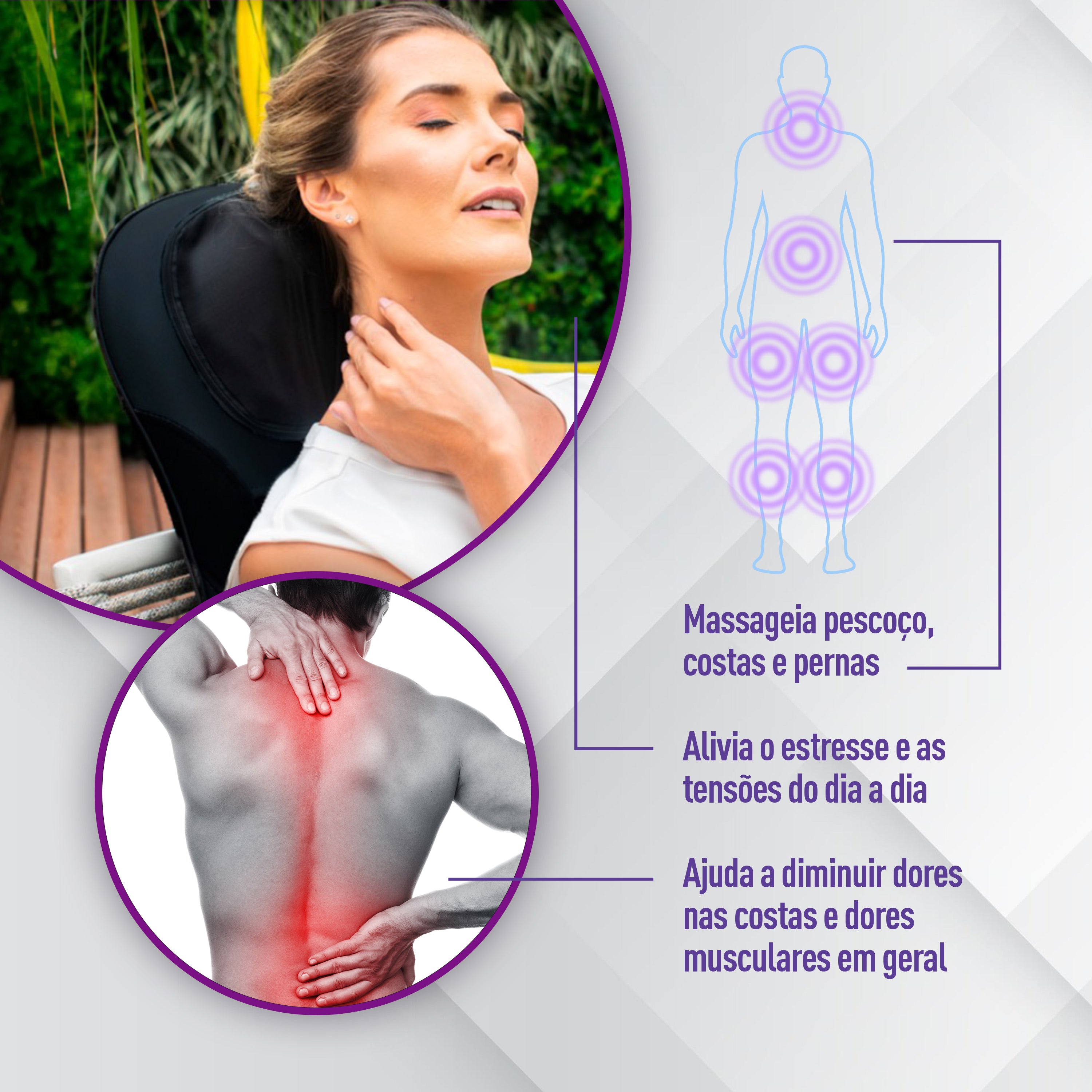 Assento Massageador Shiatsu Neck e Back