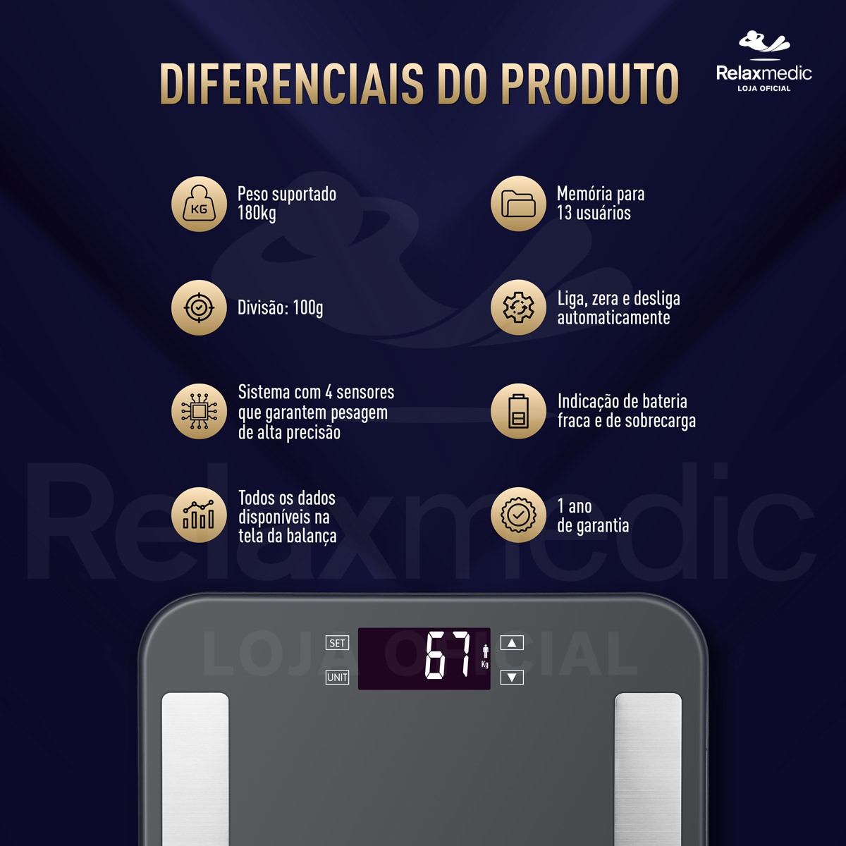 Balança de Bioimpedância Digital Fisio Sport