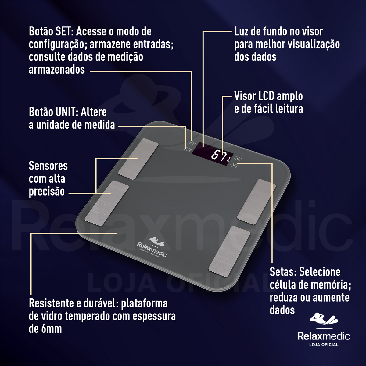 Balança de Bioimpedância Digital Fisio Sport