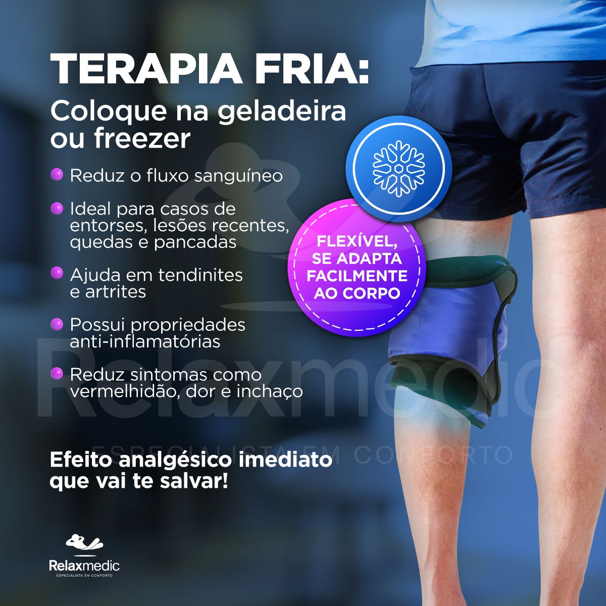 Bolsa Térmica Gel Full Joelho Azul