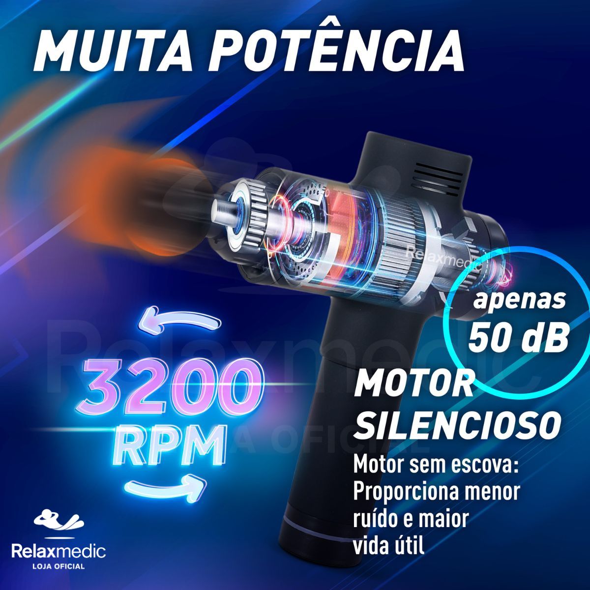 Pistola Massageadora Profissional Deep Therapy Cinza