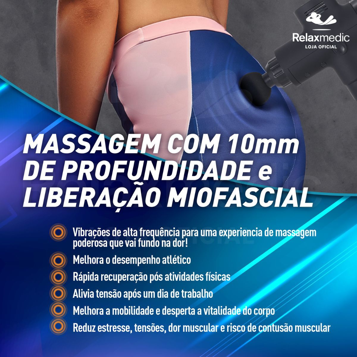 Pistola Massageadora Profissional Deep Therapy Cinza